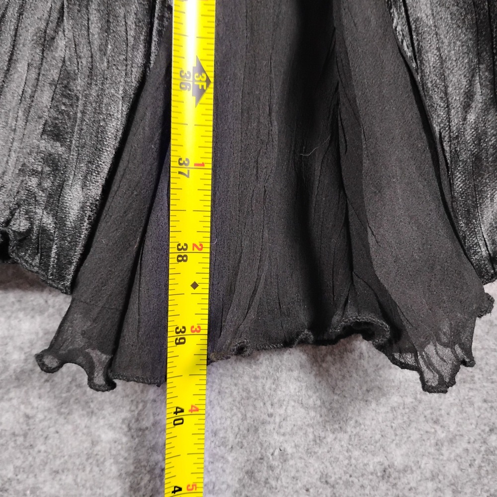 Komarov Pleated Crinkle A-Line Gown Dress Women Size Small Black Sheer Contrast - Picture 6 of 8